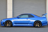 1999 Nissan SKYLINE GT-R R34 GT-R V-SPEC TV2 Bayside Blue, Nismo Aero, Rays Nismo LMGT4 19inch Alloy Wheels