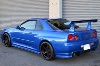 1999 Nissan SKYLINE GT-R R34 GT-R V-SPEC TV2 Bayside Blue, Nismo Aero, Rays Nismo LMGT4 19inch Alloy Wheels