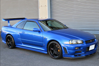 1999 Nissan SKYLINE GT-R R34 GT-R V-SPEC TV2 Bayside Blue, Nismo Aero, Rays Nismo LMGT4 19inch Alloy Wheels