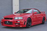 1998 Nissan SKYLINE COUPE ER34 25 GT TURBO ACTIVE RED AR2, GTR LOOK, Rays 18 Inch Wheels