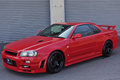 1998 Nissan SKYLINE COUPE ER34 25 GT TURBO ACTIVE RED AR2, GTR LOOK, Rays 18 Inch Wheels