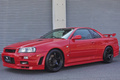 1998 Nissan SKYLINE COUPE ER34 25 GT TURBO ACTIVE RED AR2, GTR LOOK, Rays 18 Inch Wheels