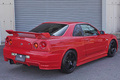 1998 Nissan SKYLINE COUPE ER34 25 GT TURBO ACTIVE RED AR2, GTR LOOK, Rays 18 Inch Wheels