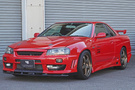1998 Nissan SKYLINE COUPE ER34 25 GT TURBO AR2 Active Red, NISMO LMGT4 18 Inch Wheels