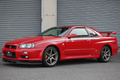 1999 Nissan SKYLINE BNR34 R34 Skyline GT-R, Factory Active Red -AR2-, NISMO Style Decals, Fujitsubo Muffler