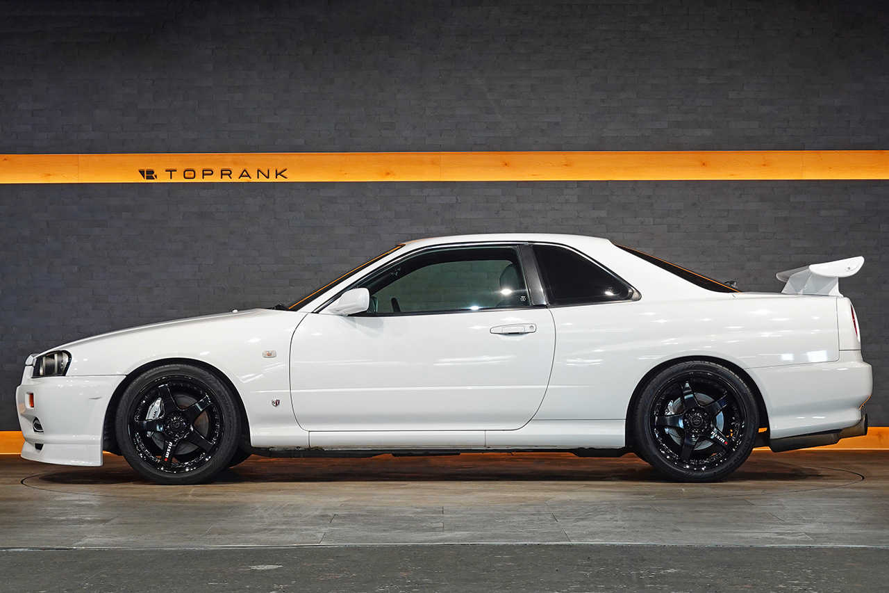 1998 Nissan SKYLINE COUPE ER34 Skyline 25GT-T, NISMO LMGT-3 18inch Wheels, R34 Skyline GT-R Style Rear Wing, Blitz Muffler