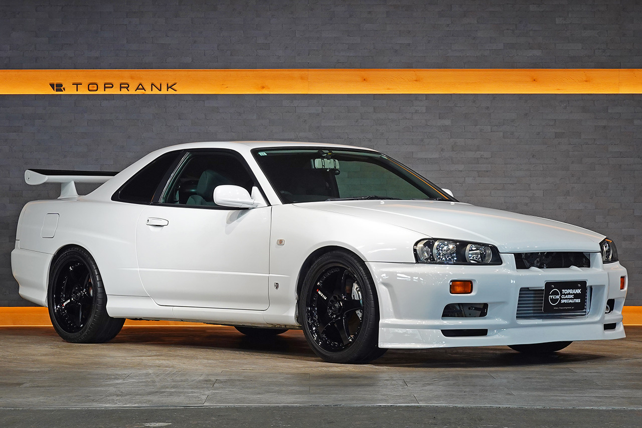 1998 Nissan SKYLINE COUPE ER34 Skyline 25GT-T, NISMO LMGT-3 18inch Wheels, R34 Skyline GT-R Style Rear Wing, Blitz Muffler