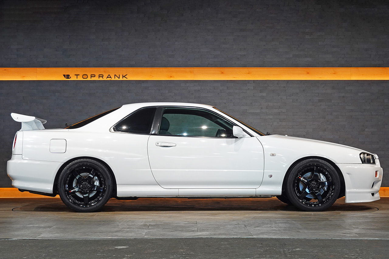 1998 Nissan SKYLINE COUPE ER34 Skyline 25GT-T, NISMO LMGT-3 18inch Wheels, R34 Skyline GT-R Style Rear Wing, Blitz Muffler