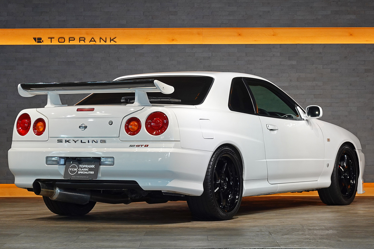 1998 Nissan SKYLINE COUPE ER34 Skyline 25GT-T, NISMO LMGT-3 18inch Wheels, R34 Skyline GT-R Style Rear Wing, Blitz Muffler