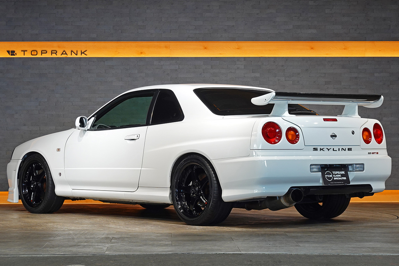 1998 Nissan SKYLINE COUPE ER34 Skyline 25GT-T, NISMO LMGT-3 18inch Wheels, R34 Skyline GT-R Style Rear Wing, Blitz Muffler