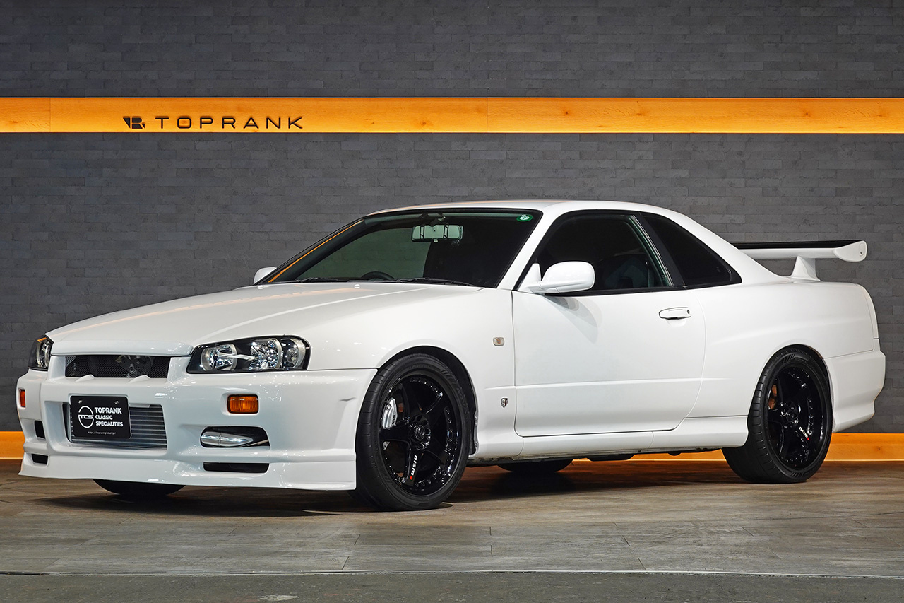 1998 Nissan SKYLINE COUPE ER34 Skyline 25GT-T, NISMO LMGT-3 18inch Wheels, R34 Skyline GT-R Style Rear Wing, Blitz Muffler