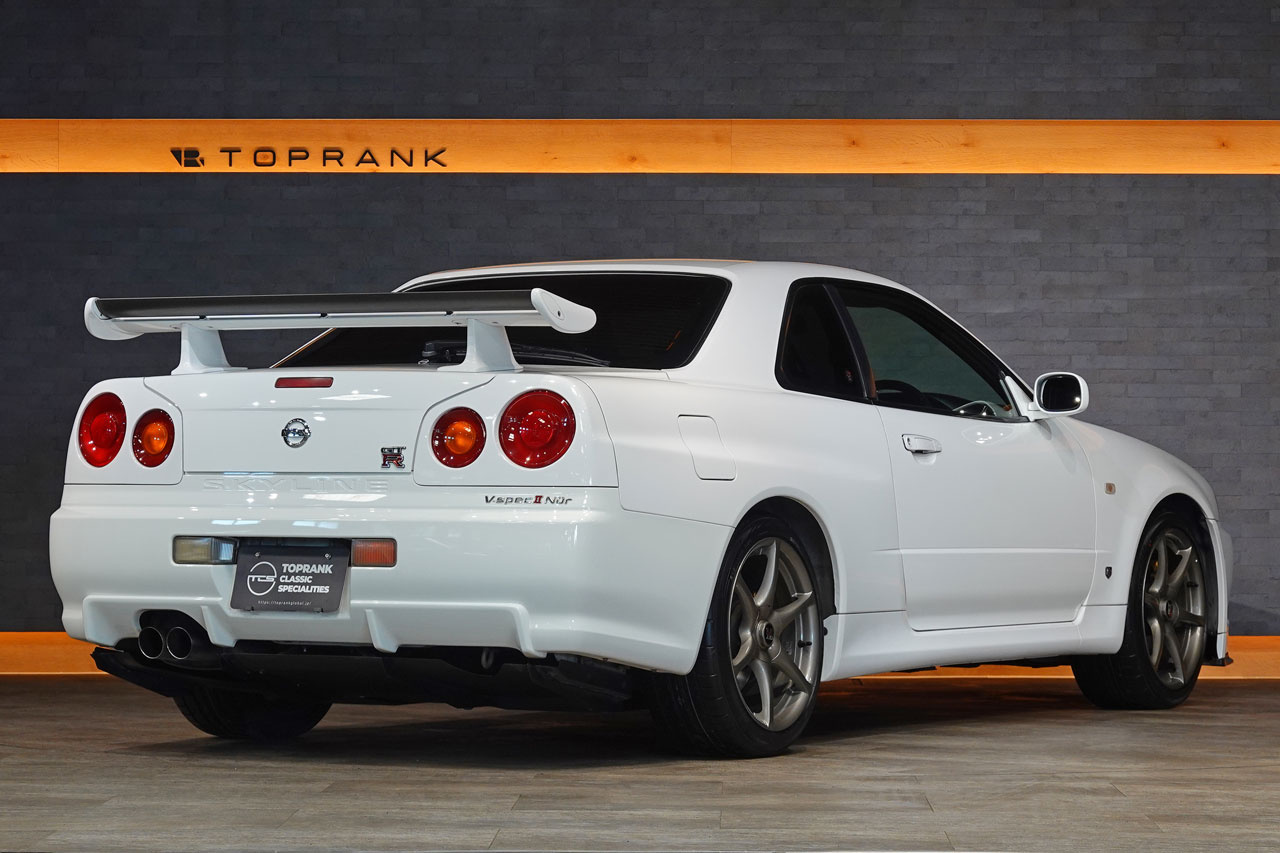 2002 Nissan SKYLINE GT-R BNR34 R34 Skyline GT-R V-Spec 2 Nür, Exterior Color White -QM1-, Nismo S-Tune Suspension