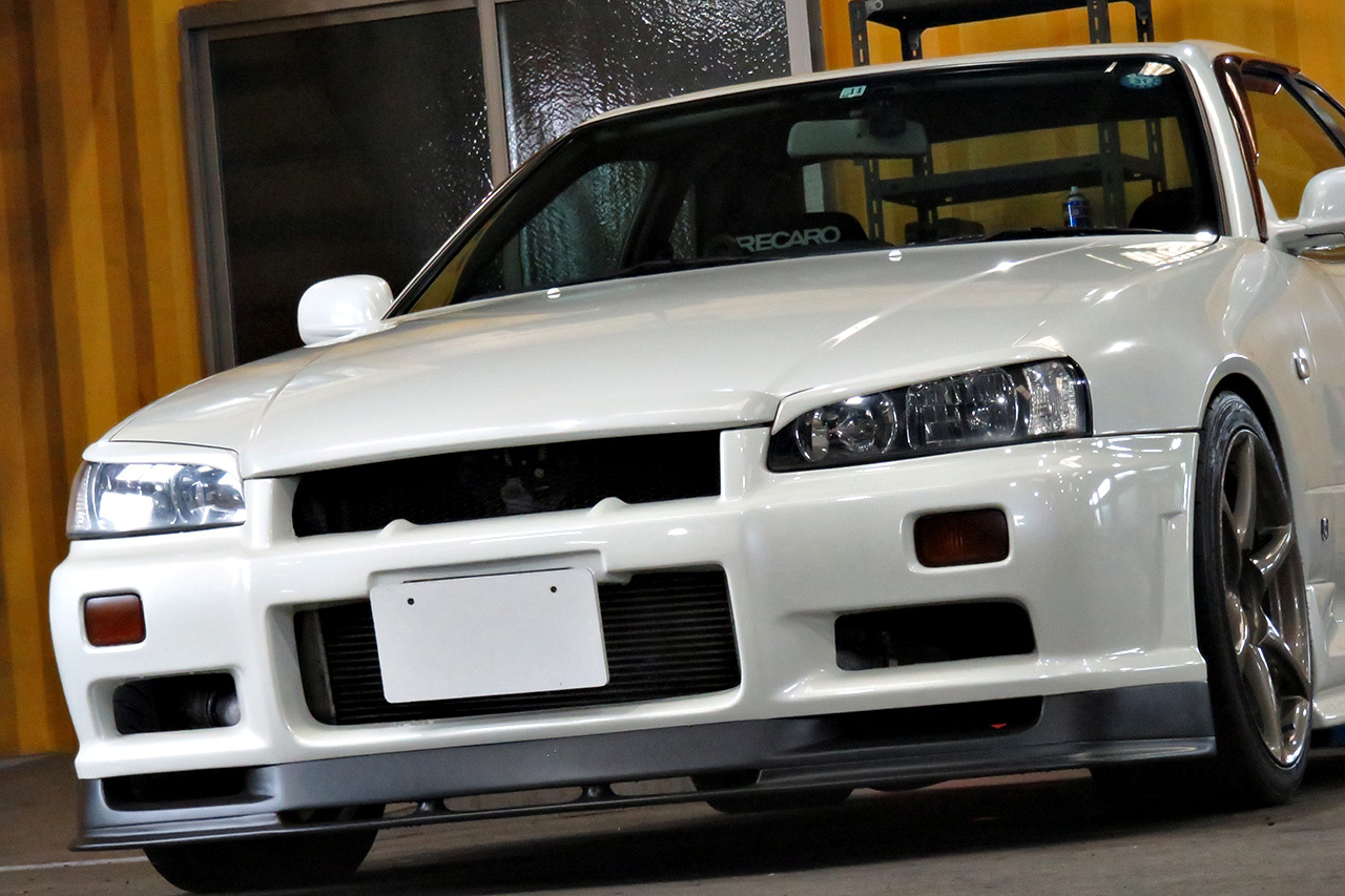 2000 Nissan SKYLINE R34 GT GT-R Look Turbo RB26DETT, R34 GTR rims , URAS aero, Blitz coil overs,  Recaro seat, Defi Gaug