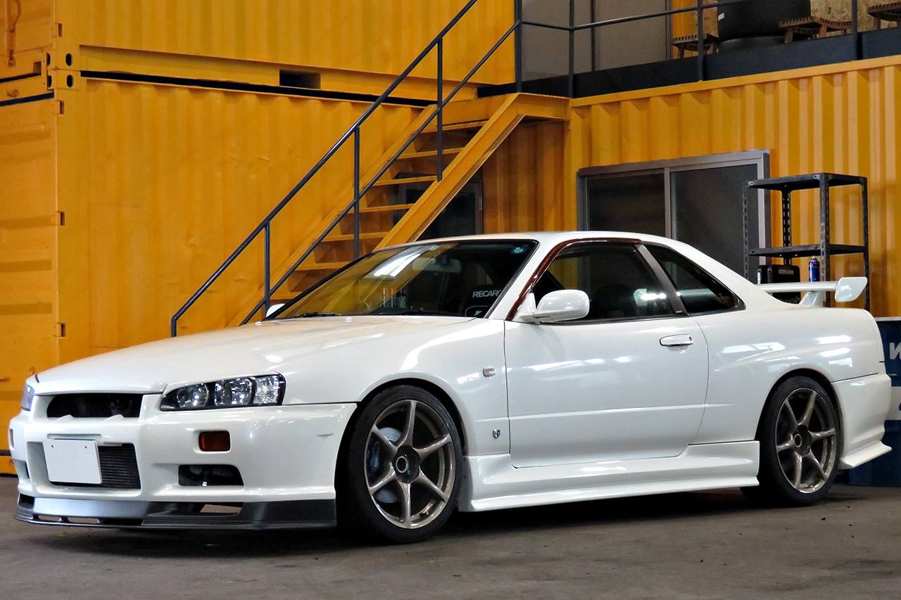 2000 Nissan SKYLINE R34 GT GT-R Look Turbo RB26DETT, R34 GTR rims , URAS aero, Blitz coil overs,  Recaro seat, Defi Gaug