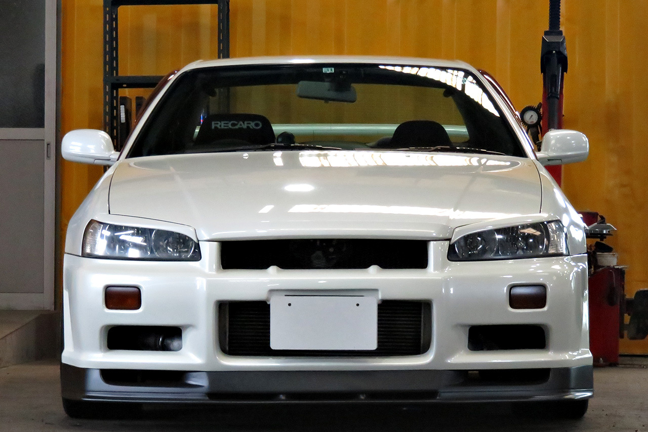 2000 Nissan SKYLINE R34 GT GT-R Look Turbo RB26DETT, R34 GTR rims , URAS aero, Blitz coil overs,  Recaro seat, Defi Gaug