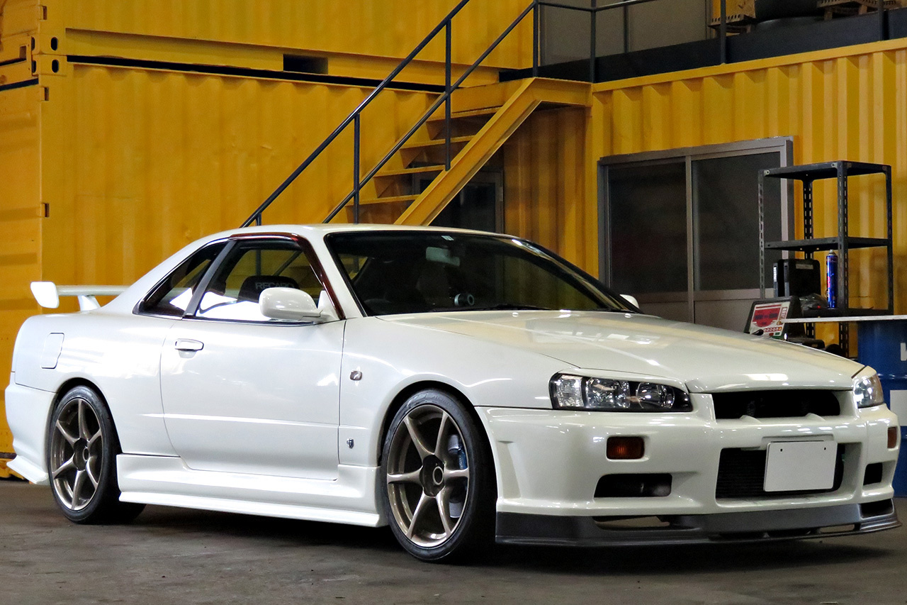 2000 Nissan SKYLINE R34 GT GT-R Look Turbo RB26DETT, R34 GTR rims , URAS aero, Blitz coil overs,  Recaro seat, Defi Gaug