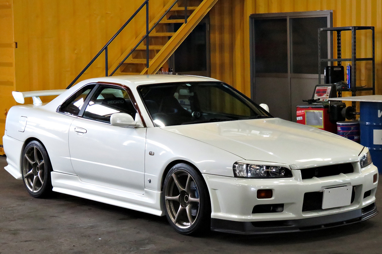 2000 Nissan SKYLINE R34 GT GT-R Look Turbo RB26DETT, R34 GTR rims , URAS aero, Blitz coil overs,  Recaro seat, Defi Gaug