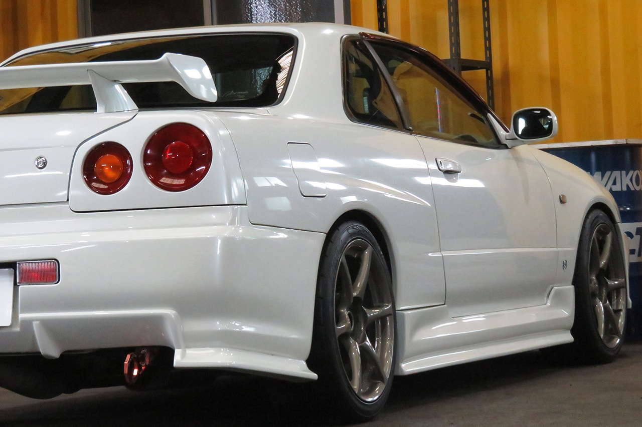 2000 Nissan SKYLINE R34 GT GT-R Look Turbo RB26DETT, R34 GTR rims , URAS aero, Blitz coil overs,  Recaro seat, Defi Gaug