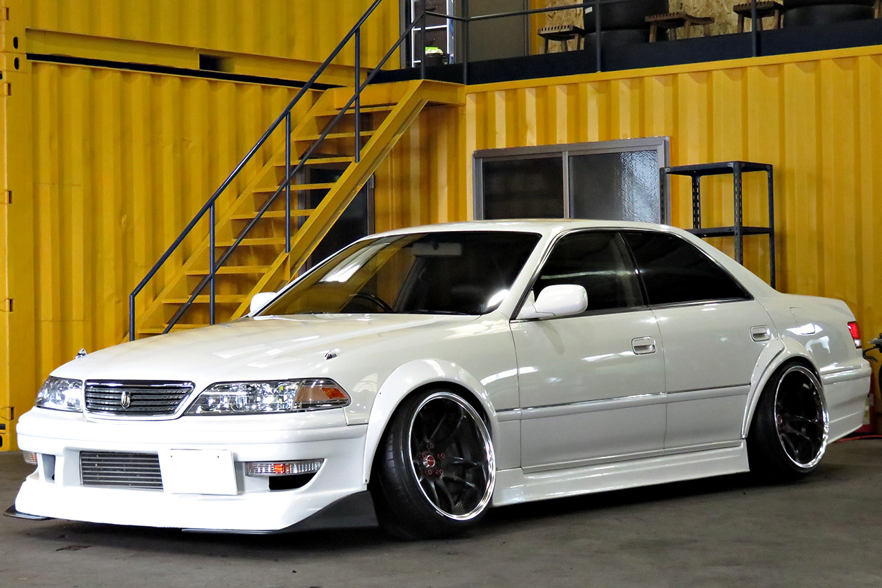 2000 Toyota MARK II SEDAN Turbo  1JZ-GTE, Work CR2P 18 in , N Style over fenders, GReddy intercooler, 326 Power coilovers