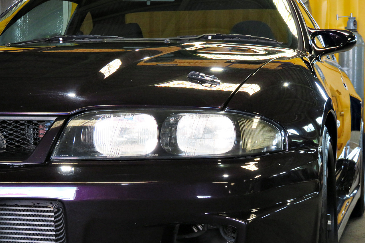1996 Nissan SKYLINE GT-R R33 GT-R V Spec LP2 Midnight Purple, Nismo LMGT4 18 inch Wheels, GReddy 6 Pot Brake System