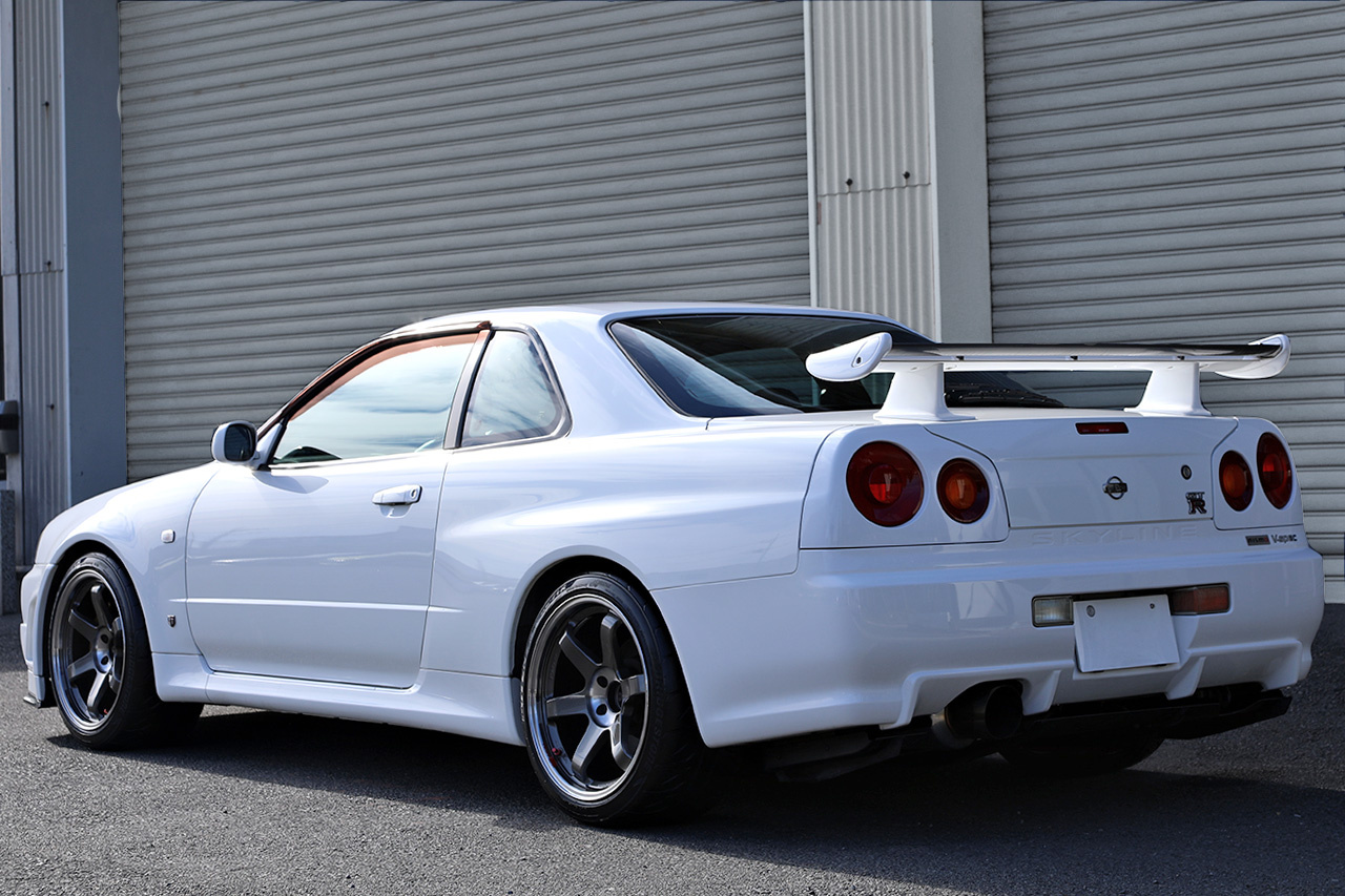 1999 Nissan SKYLINE GT-R R34 GT-R V-Spec, Nismo Front Bumper, Rays TE37SL 18inch, HKS Adjustable Height Coilovers