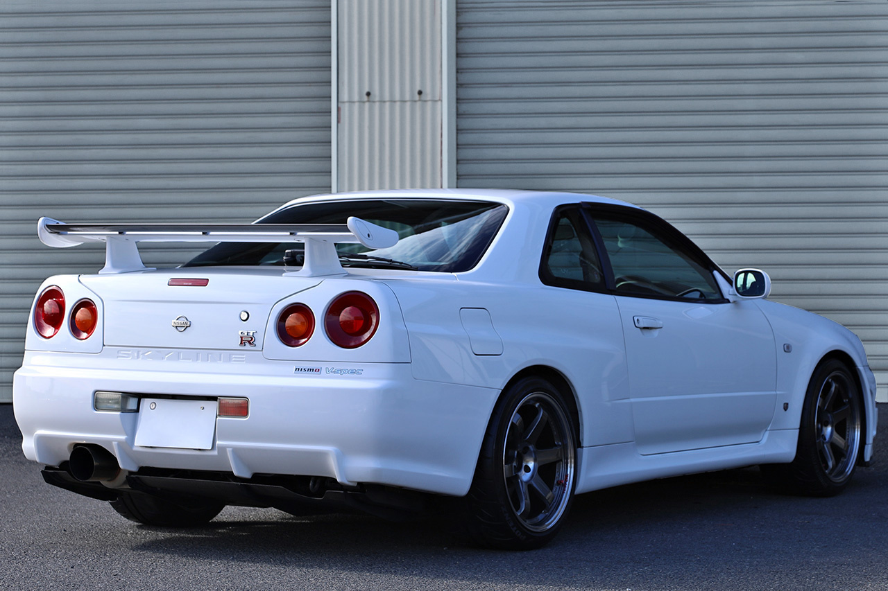 1999 Nissan SKYLINE GT-R R34 GT-R V-Spec, Nismo Front Bumper, Rays TE37SL 18inch, HKS Adjustable Height Coilovers