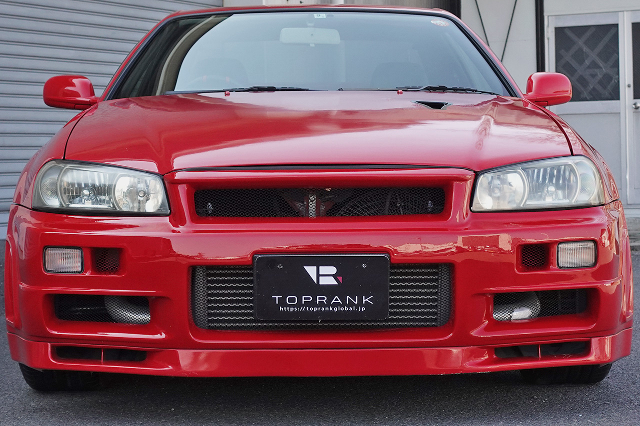 1998 Nissan SKYLINE COUPE ER34 25 GT TURBO ACTIVE RED AR2, GTR LOOK, Rays 18 Inch Wheels