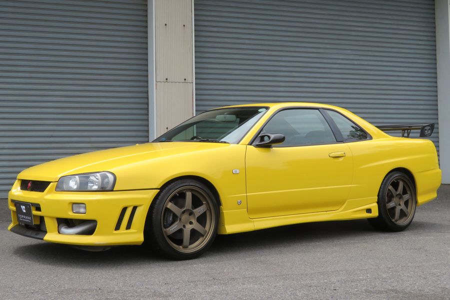 1998 Nissan SKYLINE COUPE ER34 25 GT TURBO HKS RACING WING, RAYS WHEELS, TEIN FLEX Z COILOVERS