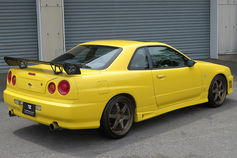 1998 Nissan SKYLINE COUPE ER34 25 GT TURBO HKS RACING WING, RAYS WHEELS, TEIN FLEX Z COILOVERS