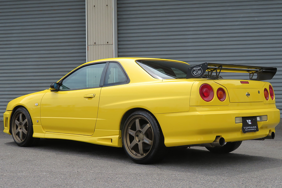 1998 Nissan SKYLINE COUPE ER34 25 GT TURBO HKS RACING WING, RAYS WHEELS, TEIN FLEX Z COILOVERS