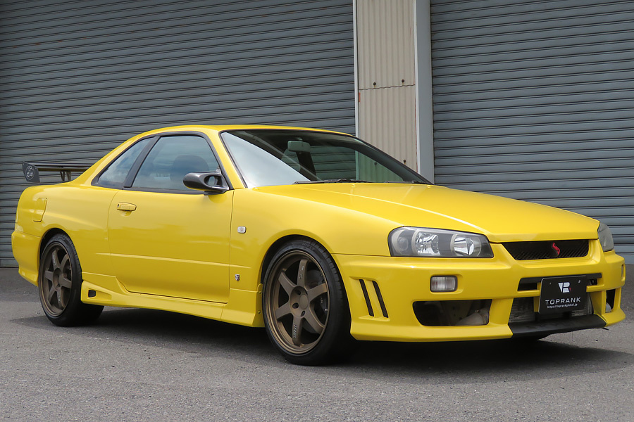 1998 Nissan SKYLINE COUPE ER34 25 GT TURBO HKS RACING WING, RAYS WHEELS, TEIN FLEX Z COILOVERS