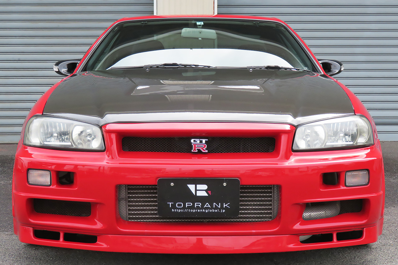 1999 Nissan SKYLINE COUPE ER34 25 GT TURBO ACTIVE RED, GTR BODY KIT, RAYS 18 INCH WHEELS