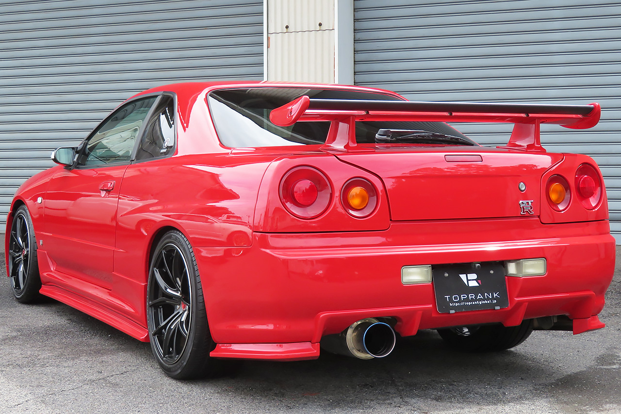 1999 Nissan SKYLINE COUPE ER34 25 GT TURBO ACTIVE RED, GTR BODY KIT, RAYS 18 INCH WHEELS