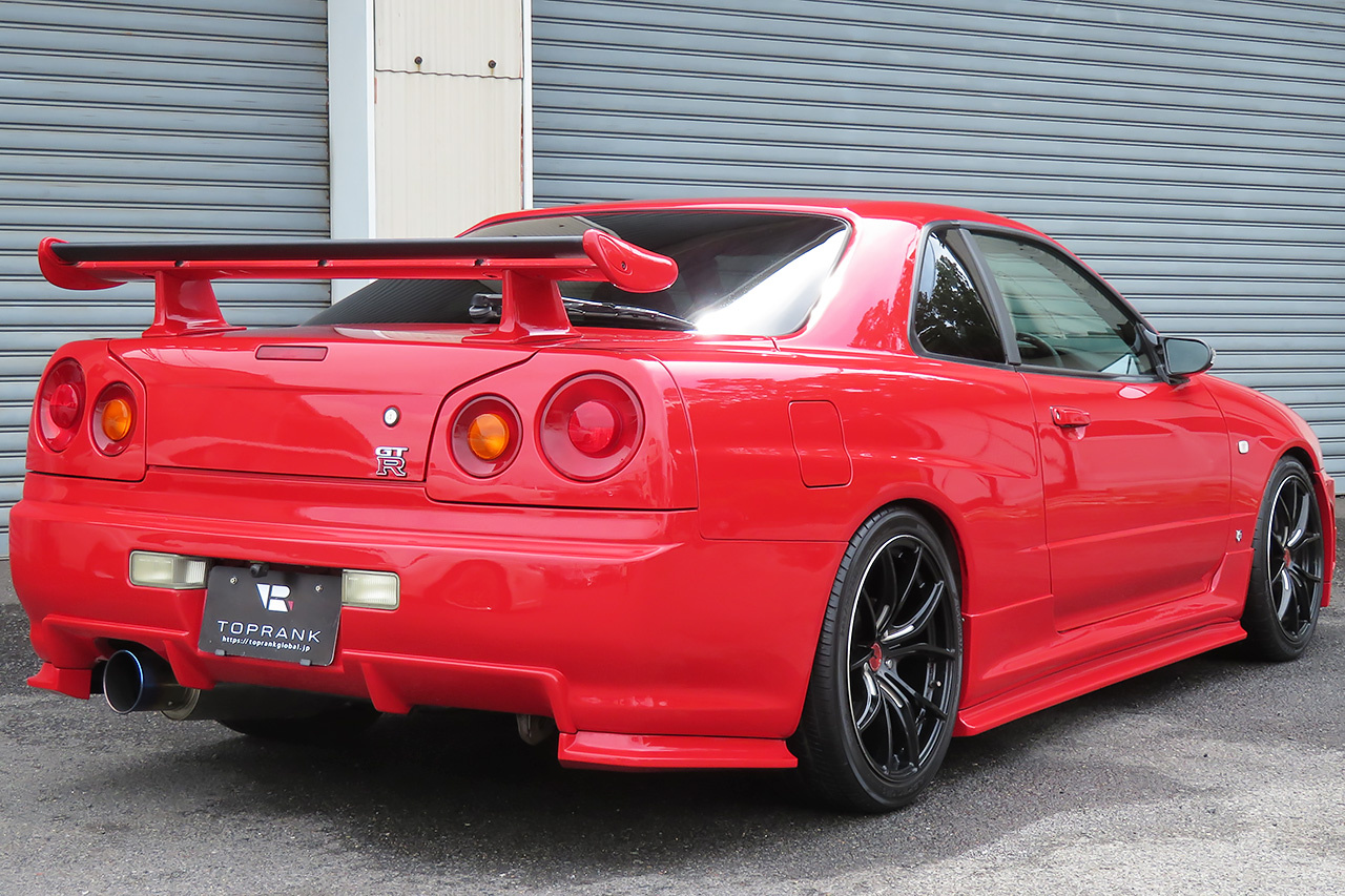 1999 Nissan SKYLINE COUPE ER34 25 GT TURBO ACTIVE RED, GTR BODY KIT, RAYS 18 INCH WHEELS