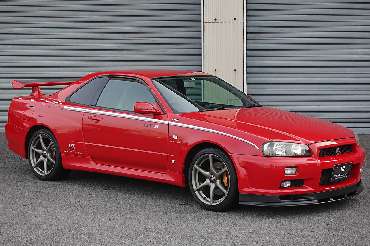 1999 Nissan SKYLINE GT-R BNR34 R34 Skyline GT-R, Factory Active Red -AR2-, NISMO Style Decals, Fujitsubo Muffler