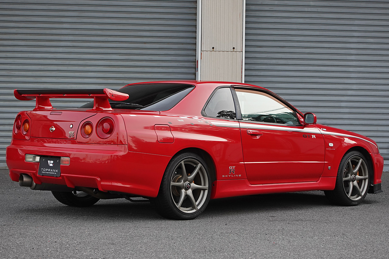 1999 Nissan SKYLINE GT-R BNR34 R34 Skyline GT-R, Factory Active Red -AR2-, NISMO Style Decals, Fujitsubo Muffler