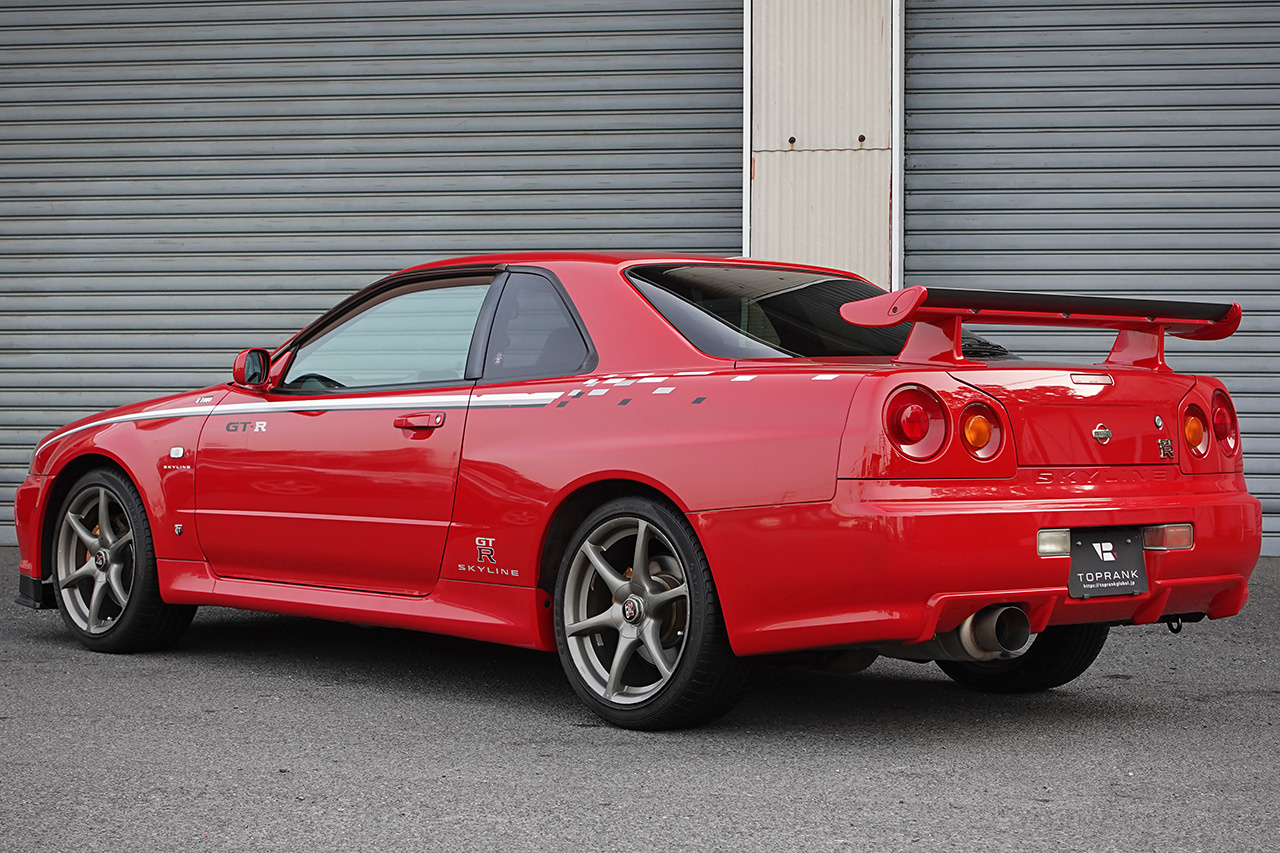 1999 Nissan SKYLINE GT-R BNR34 R34 Skyline GT-R, Factory Active Red -AR2-, NISMO Style Decals, Fujitsubo Muffler