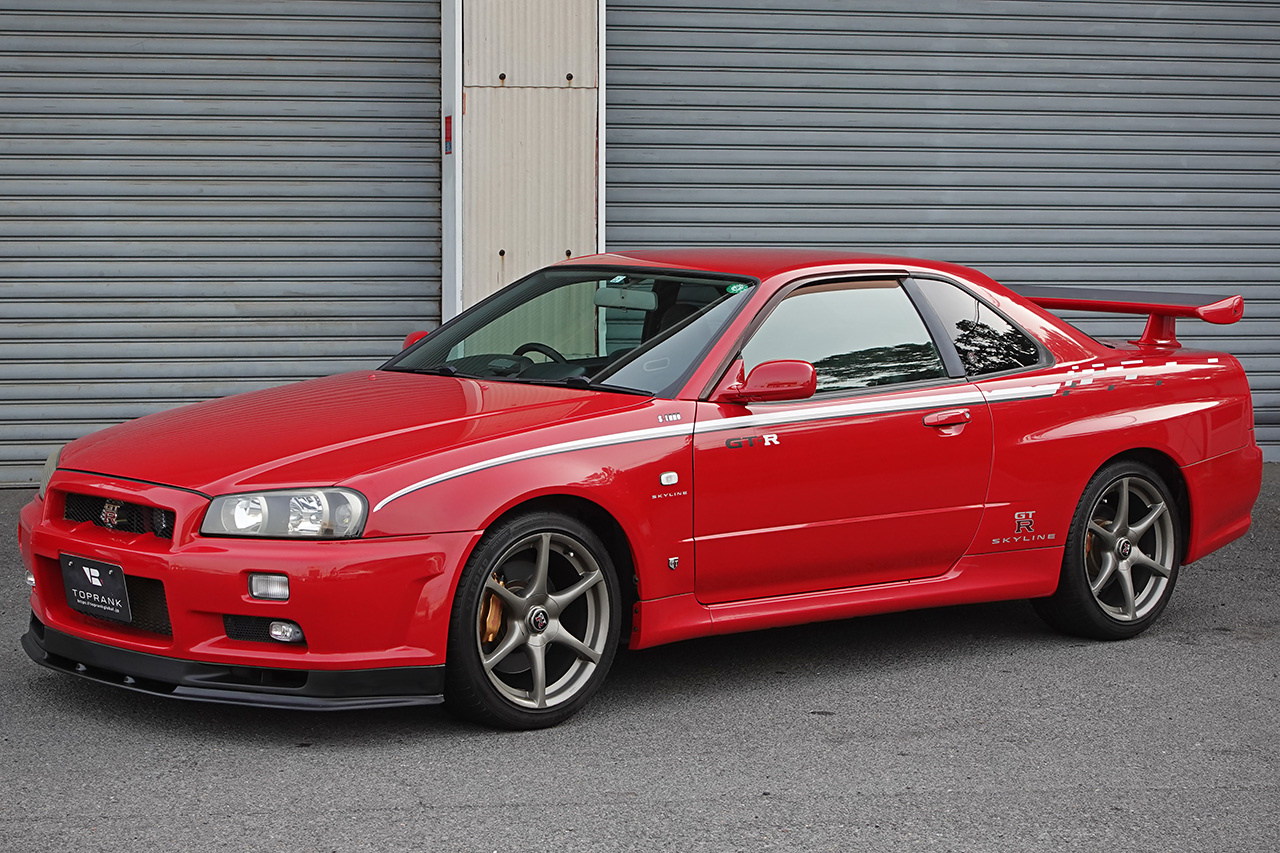 1999 Nissan SKYLINE GT-R BNR34 R34 Skyline GT-R, Factory Active Red -AR2-, NISMO Style Decals, Fujitsubo Muffler