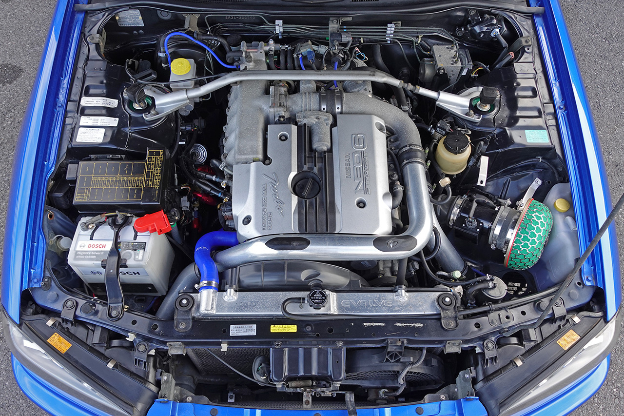 2000 Nissan SKYLINE COUPE ER34 25GT-T TV2 Bayside Blue, Volk Racing TE37 Saga Wheels , Endless Monoblock Brake Calipers