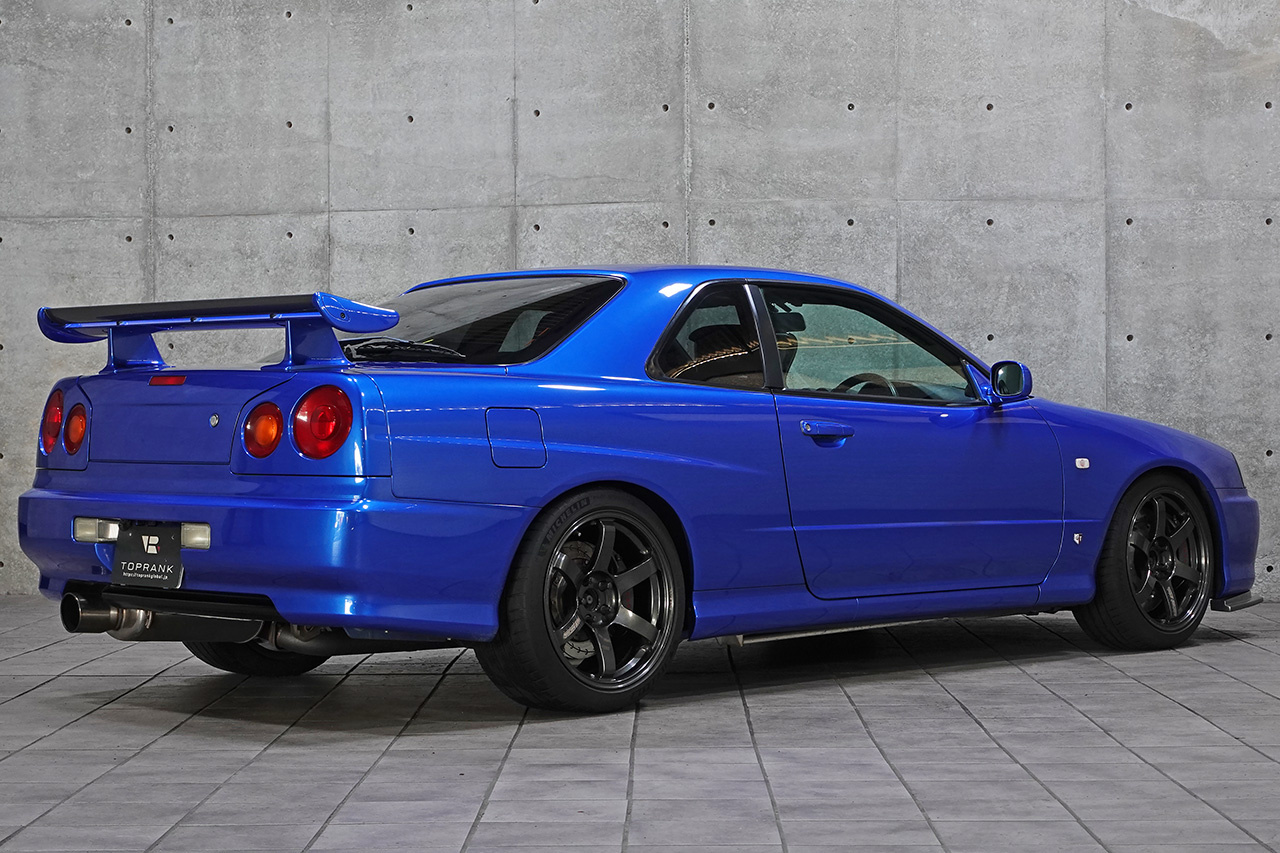 2000 Nissan SKYLINE COUPE ER34 25GT-T TV2 Bayside Blue, Volk Racing TE37 Saga Wheels , Endless Monoblock Brake Calipers