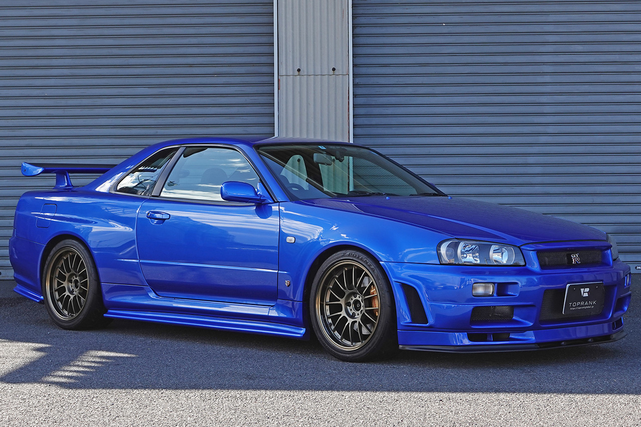 1999 Nissan SKYLINE GT-R BNR34 R34 GT-R, NISMO Aero, RAYS SE37 Alloy Wheels, ATTKD Bikyo Muffler