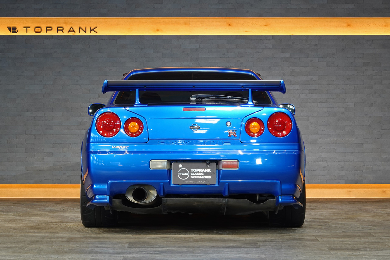 1999 Nissan SKYLINE GT-R BNR34 R34 Skyline GT-R V-Spec, TV2 Bayside Blue, Nismo S-Tune Front Bumper, Enkei 18 Inch Wheels